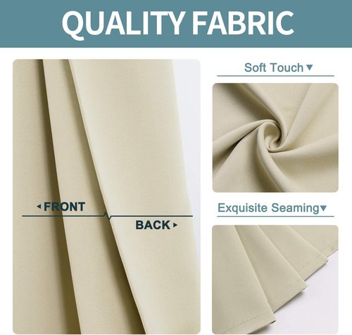 ChrisDowa Grommet Blackout Curtains - Thermal Insulated Room Darkening Panels (Beige, 52W x 84L)