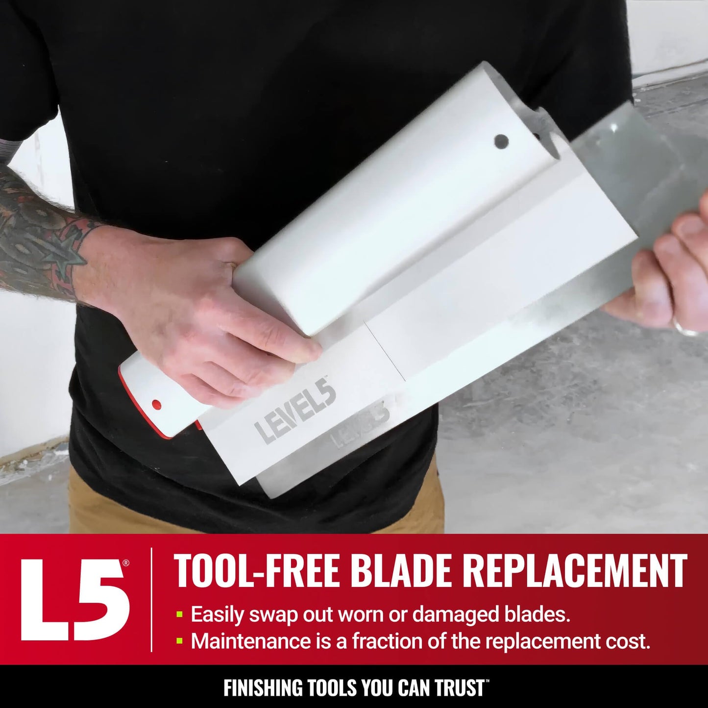 LEVEL5 40-Inch Skimming Blade | Precision 0.3mm German stainless steel blade insert (replaceable), ergonomic aluminum blade profile | 4-940
