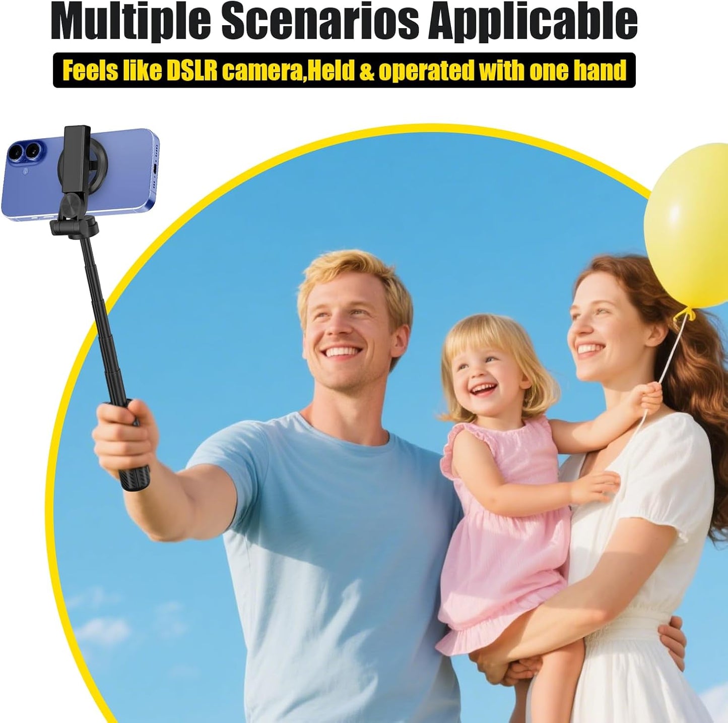 BOKKY 4-in-1 360 Magnetic Selfie Stick Tripod Rotation, Bluetooth Remote, Compact Travel Vlog Phone Holder for iPhone