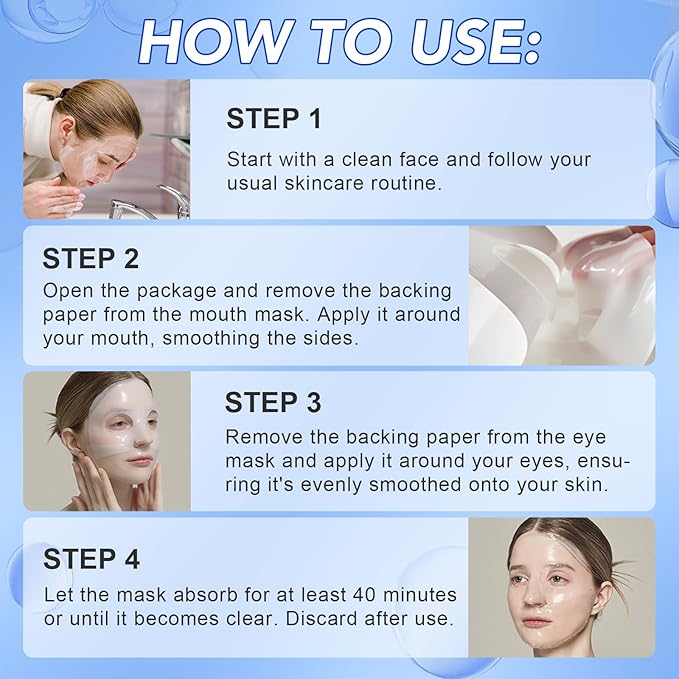 Collagen Face Mask,Collagen Real Deep Mask,Collagen Mask,Deep Hydrating Anti Wrinkle Lifting Mask,Hydrogel Masks for All Skin Types 34g*4ea