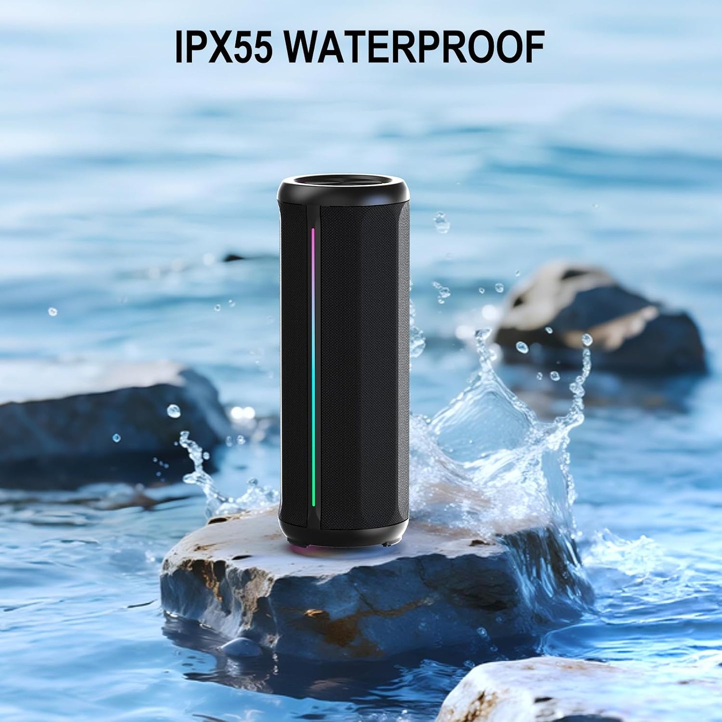 CofunKool 16W 5.4, 3600mAh IPX55 Portable Speaker with RGB Lights, Clear Stereo Loud Sound, AUX Input TF Card Slot