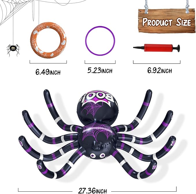 Garma Inflatable Spider Ring Toss Game for Kids' Halloween Party & Outdoor Fun