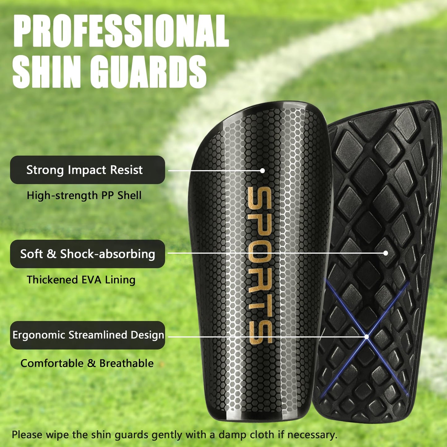 Soccer Shin Guards Toddler and Kids - Shin Pads Set with Shin Sleeves and Long Soccer Socks for Age 3-5, 4-6, 5-7, 6-8, 8-10,10-16 Teens Boys and Girls - Lightweight Football Equipment (M, Black)