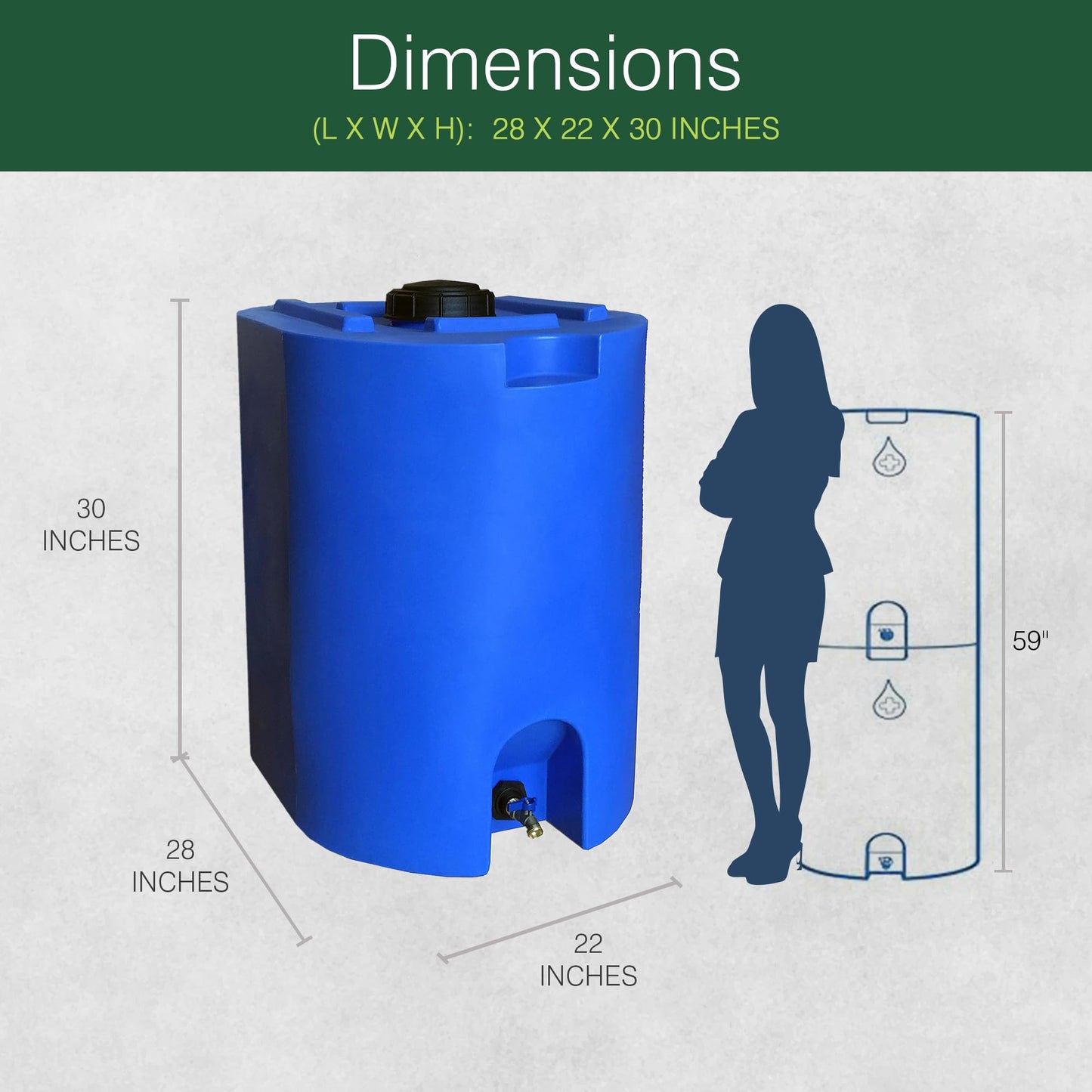 WaterPrepared 4 Pack Water Tank, Rain Barrel Storage, Stackable Drum, 55 Gallon