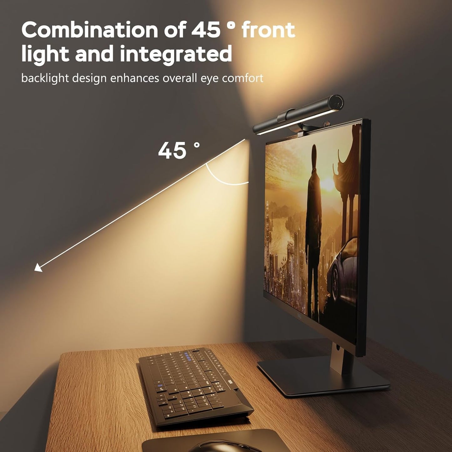 Ra95 Dimmable 16.14" 1-Pack OOWOLF Monitor Light Bar with Remote, Computer Monitor Lamp for Eye Caring, USB Reading