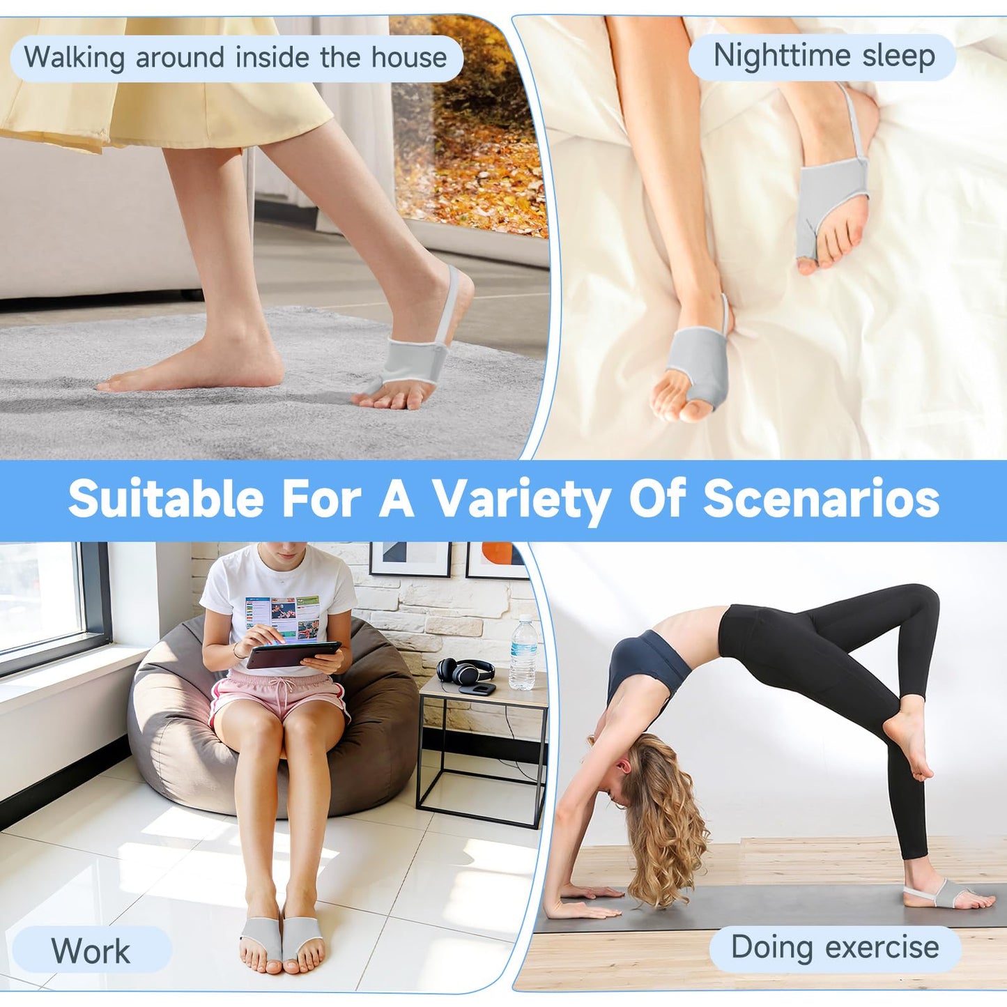 Posturace 2PCS Bunion Corrector for Women & Men Big Toe, Big Toe Separators, Hammer Toe Straightener, Bunion Pads with Spacers, Hallux Valgus Pain Relief, Comfortable & Breathable for Day/Night