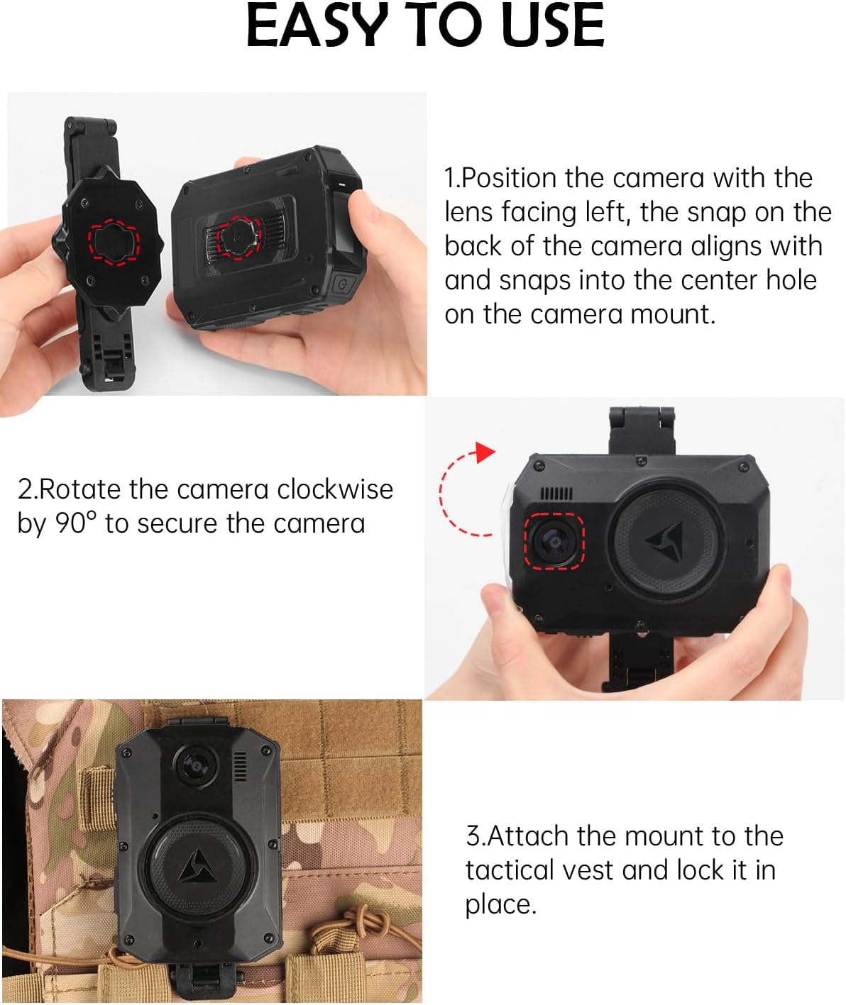 WEIGUZC 2/3/4 Molle Camera Mount Compatible with Axon Taser Body Camera - Lightweight Aluminum Molle Holder
