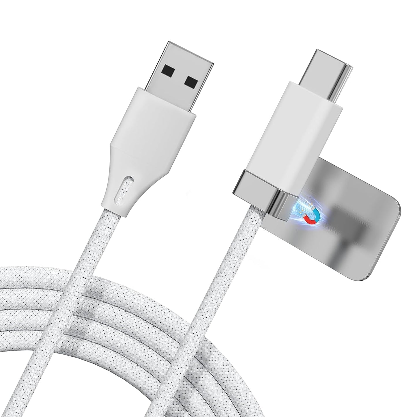 3.3FT 3A 2 17 StayCable USB A to USB C Cable with Built-in Magnetic Holder for Nightstand, Desk and Car, Fast Charging