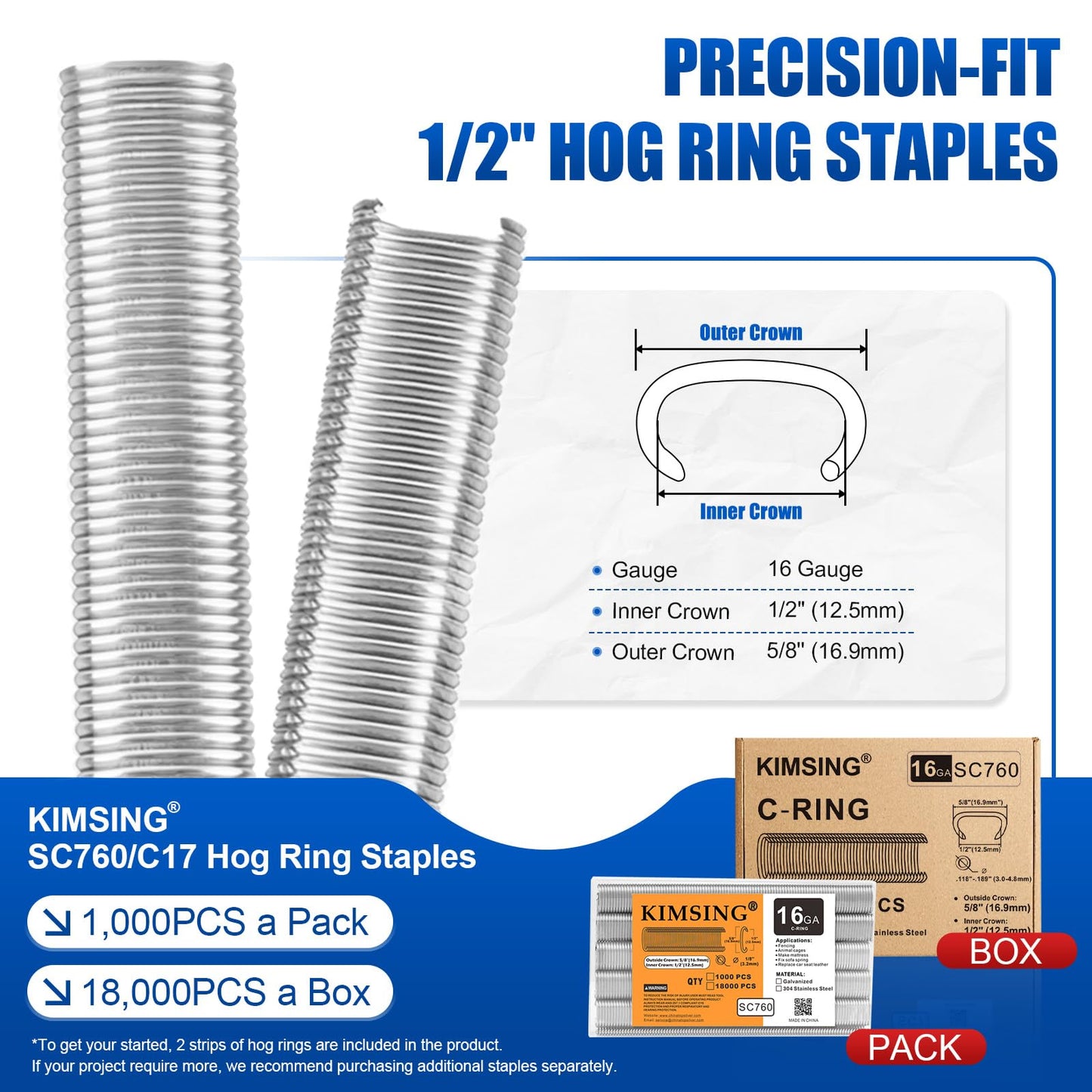 WOODPECKER C-760AT 16 Gauge 1/2-Inch Pneumatic Hog Ring Gun, 0.118"-0.189" Closure Diameter, Tight Loops, Air Hog Ring Piler Pneumatic C Ring Gun for Cages, Wire Mesh, Traps, Upholstery