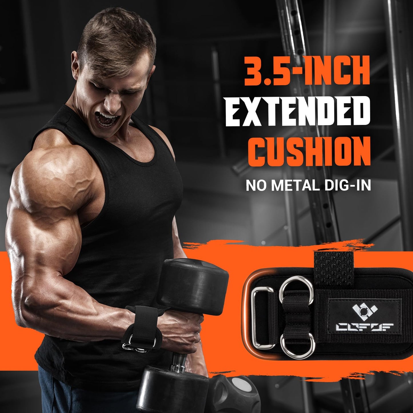 Weight Lifting Straps with D Rings, 2 In 1 Heavy Duty Gym Wrist Straps for Men, 8mm Neoprene Padded Non-Slip Lifting Wrist Straps for Weightlifting, Deadlifting, Cable Machine Workouts & Pull-Ups