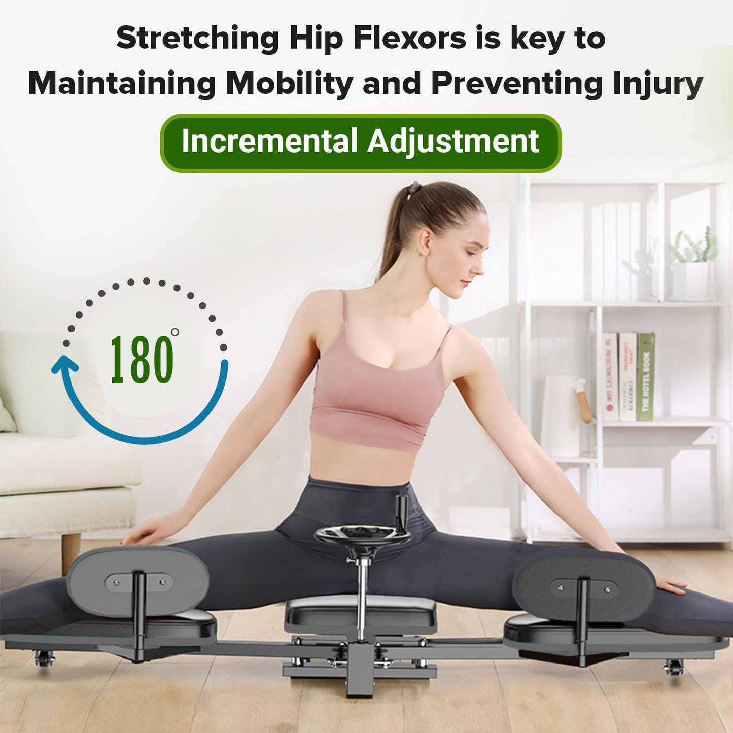 Hip Stretching Machine by Flex Bench – Improve Flexibility,Mobility and Reduce Hip Pain, Leg Stretcher - Flexibility for Yoga,Dance and Gymnastics Thighs,Glutes, Upgraded Model - New Adjustable Seat.