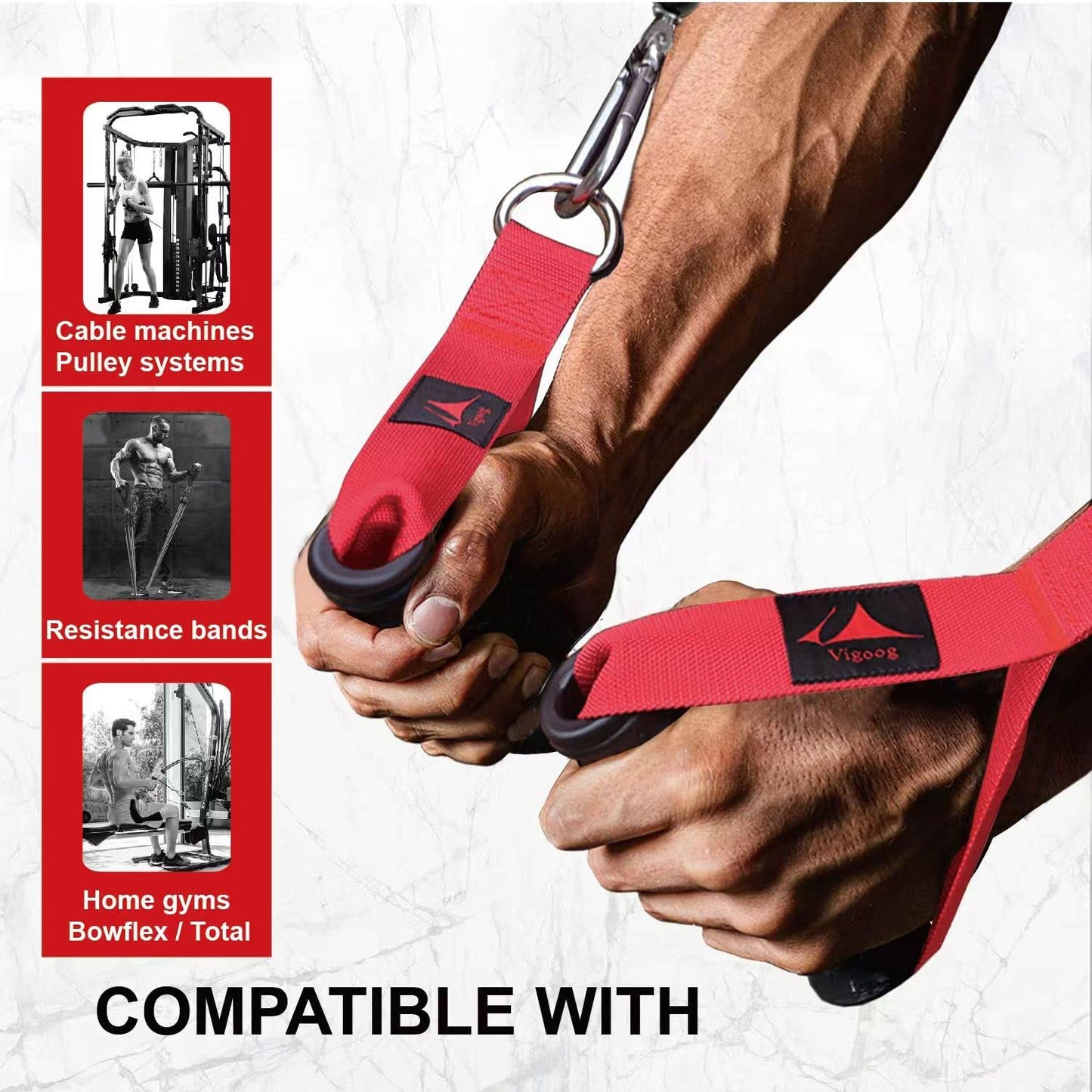 Vigoog Heavy Duty Gym Workout Handles Attachment for Cable Machine,Resistance Band,Pulley System Home Exercise Equipment, Comfortable and Stronger Grip