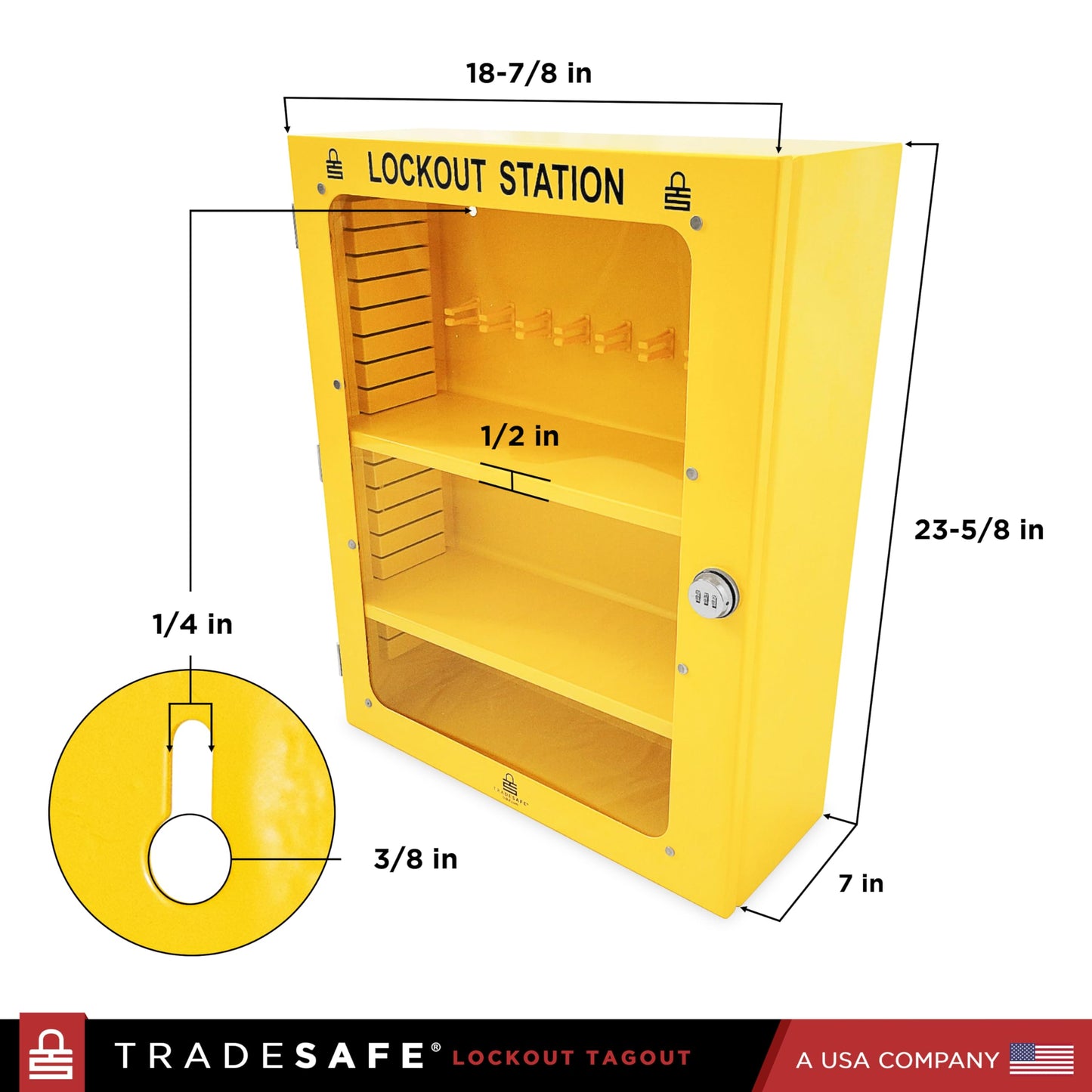 TRADESAFE Lockout Tagout Cabinet, Lock Out Tag Out Station Unfilled - No Loto Devices Included, Wall-Mountable Lockout Tagout Station Cabinet, Loto Box 18-7/8 x 7 x 23-5/8 inches