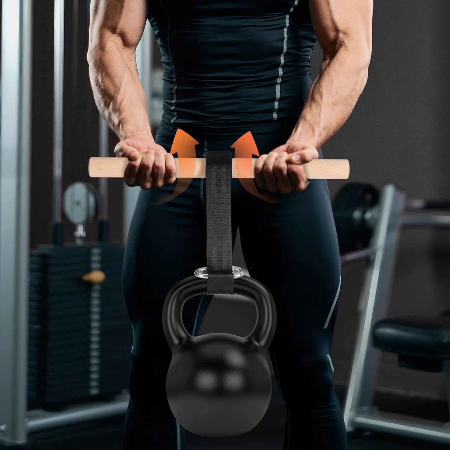 Forearm Strengthener and Wrist Roller, Forearm Exerciser with Joint-Friendly Beech Wood Handles, Forearm Strength Trainer with Durable Nylon Webbing and Stainless Steel Chain Quick Links