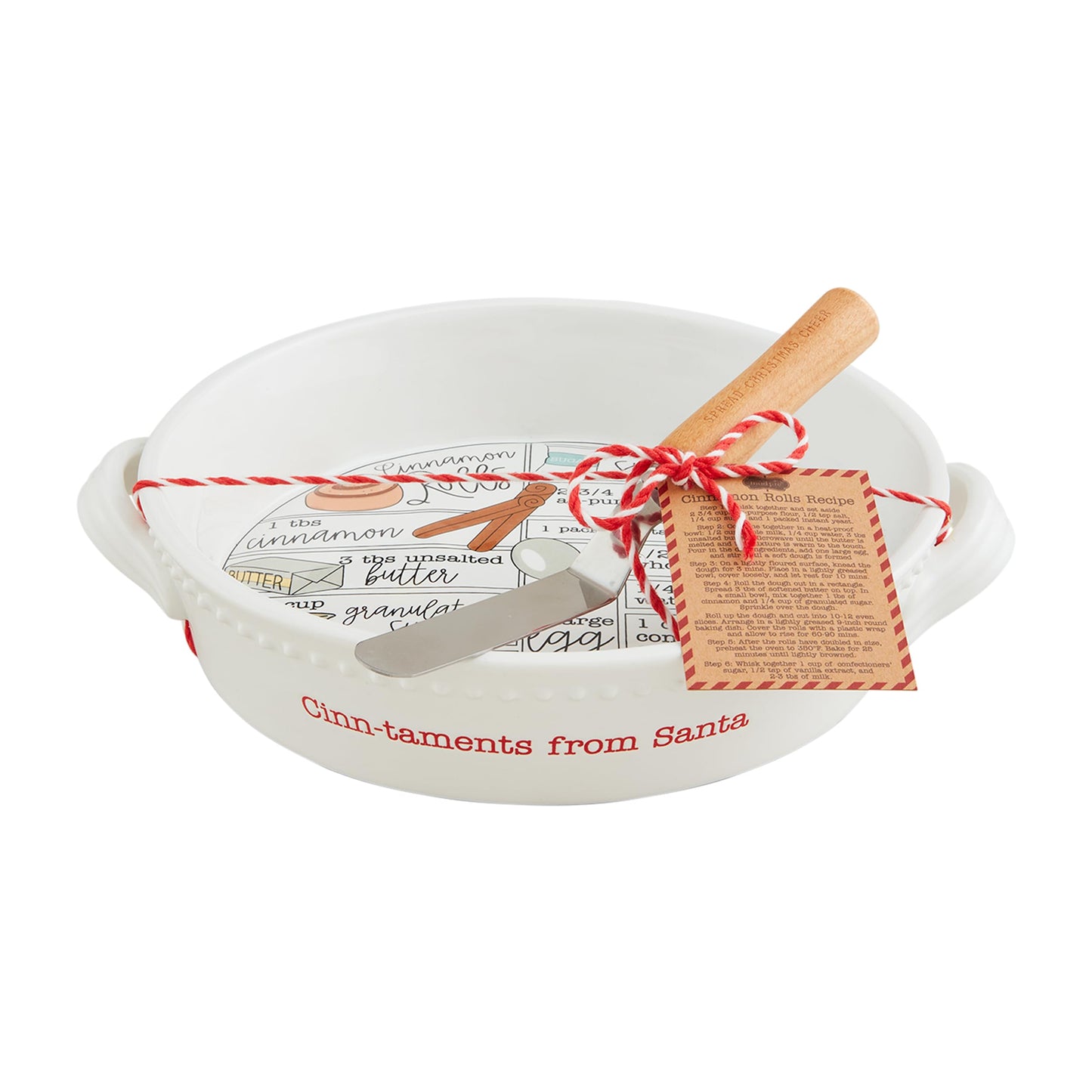Mud Pie Cinnamon Roll Recipe Baker; baker 2" x 9" dia | spatula 4" | card 3" x 2 1/4"