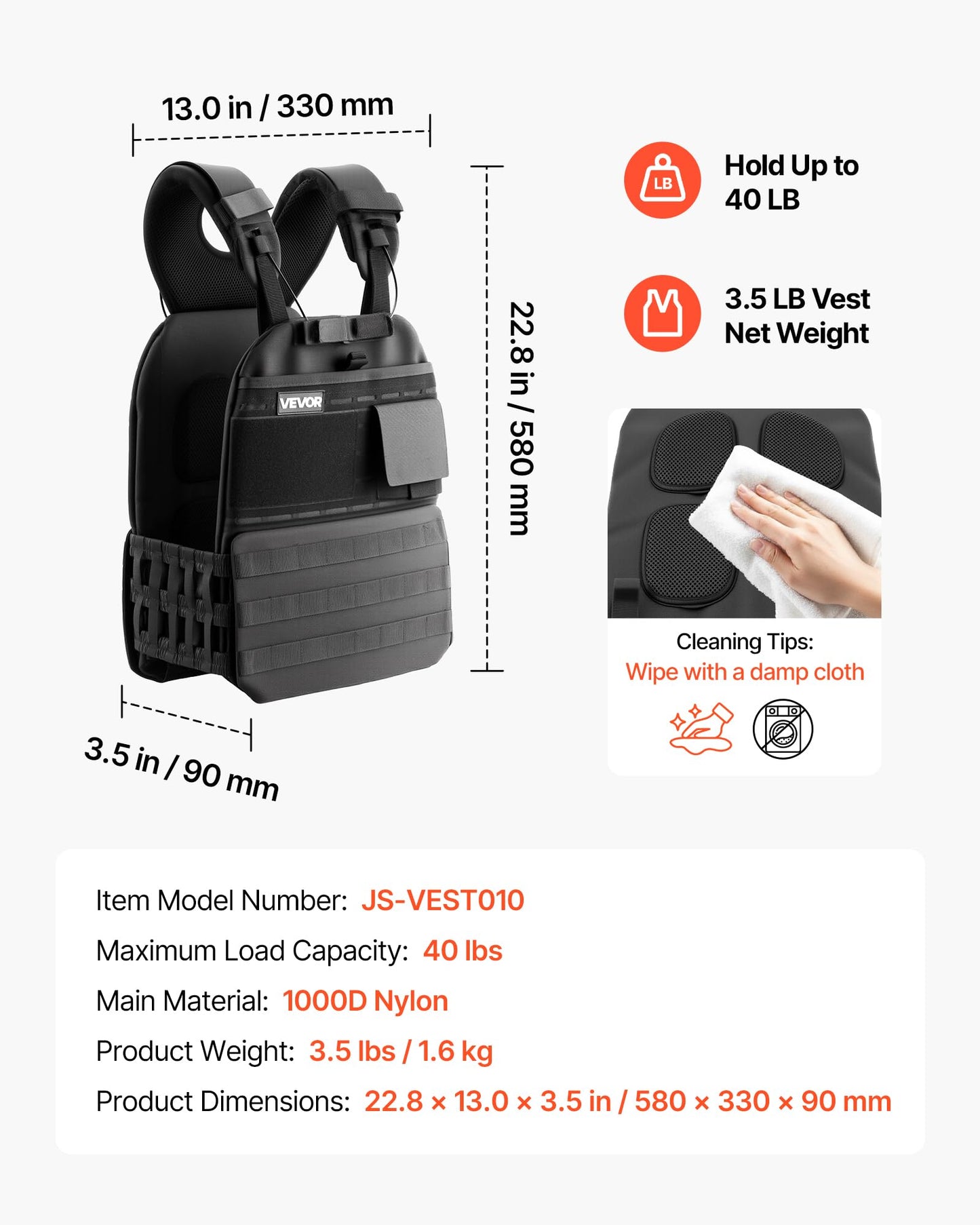 VEVOR Weighted Vest, Body Weight Vest with Shoulder Pad, and Reflective Stripe, Exercise Set for Men Women, Workout Equipment for Strength Training, Running, Jogging, Fitness, Muscle Building