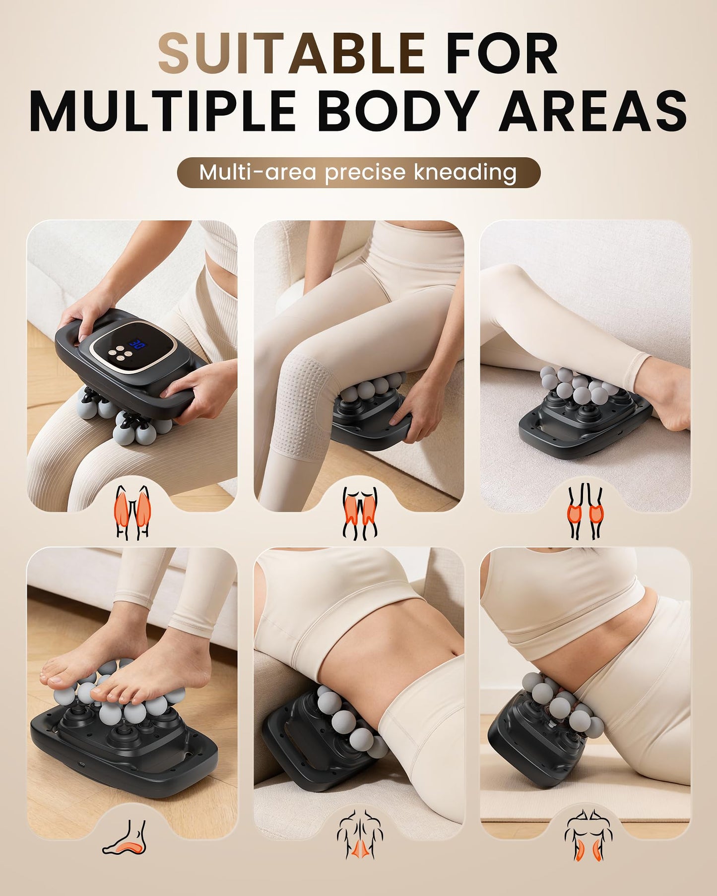EIWAJKXE 16 Head Massage Gun Deep Tissue, Back Massager with 3 Modes & 30 ntensity Levels, Professional Percussion Muscle Gun for Legs, Back Ideal for Home, Gym and Office Use, Grey