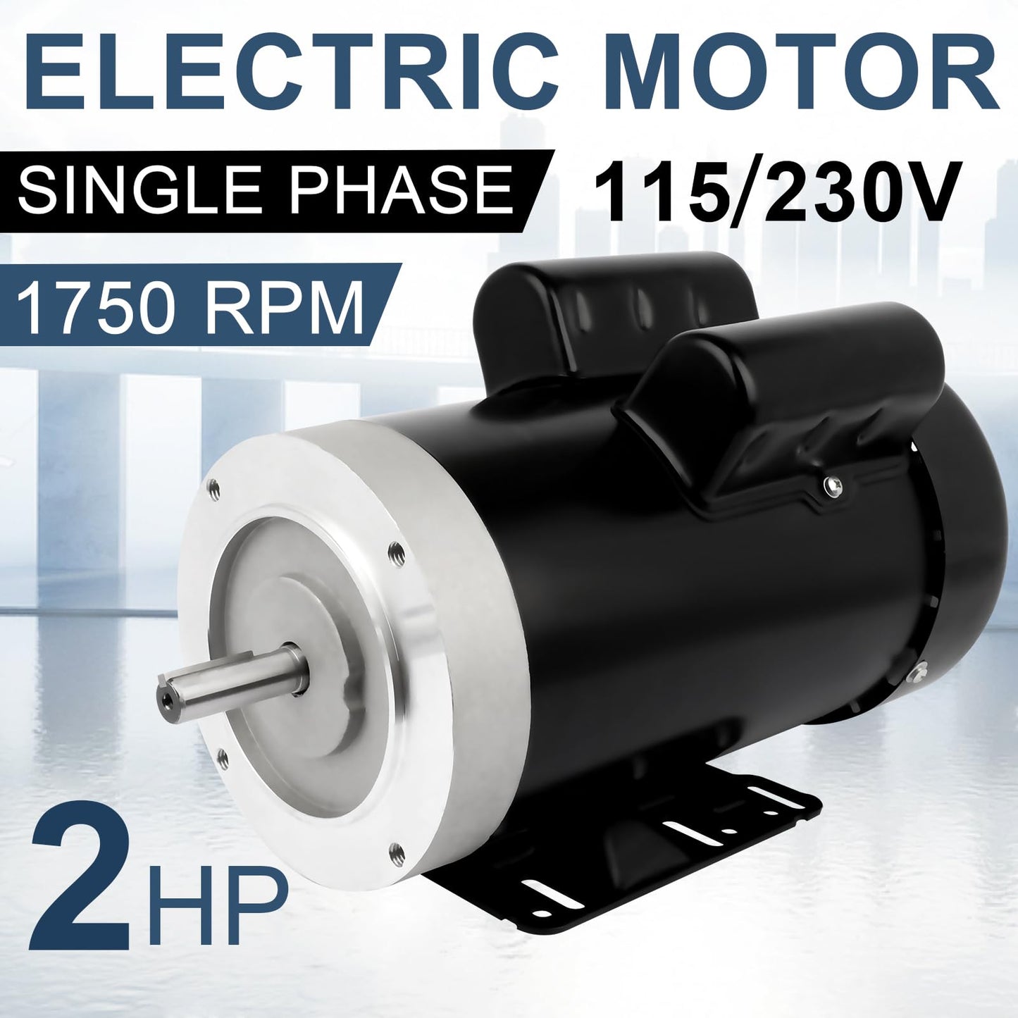 2HP Electric Motor 1750RPM General Purpose Single Phase Motor 115/230V 5/8" Shaft Diameter CW/CCW 60HZ TEFC