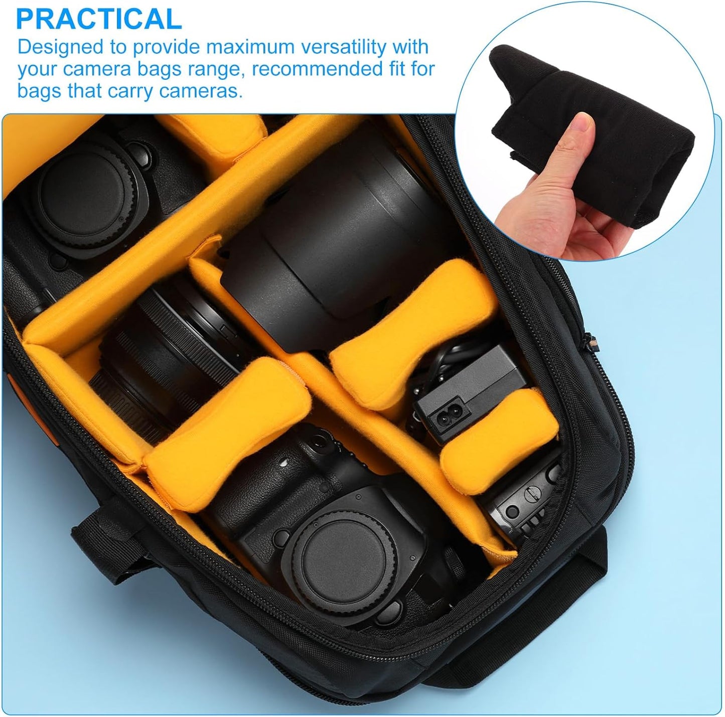 4Pcs 6.5"x6.3"x0.55" PATIKIL Camera Bag Divider, Shockproof Camera Bag Inserts Separator Pad Protective Lens for Nikon