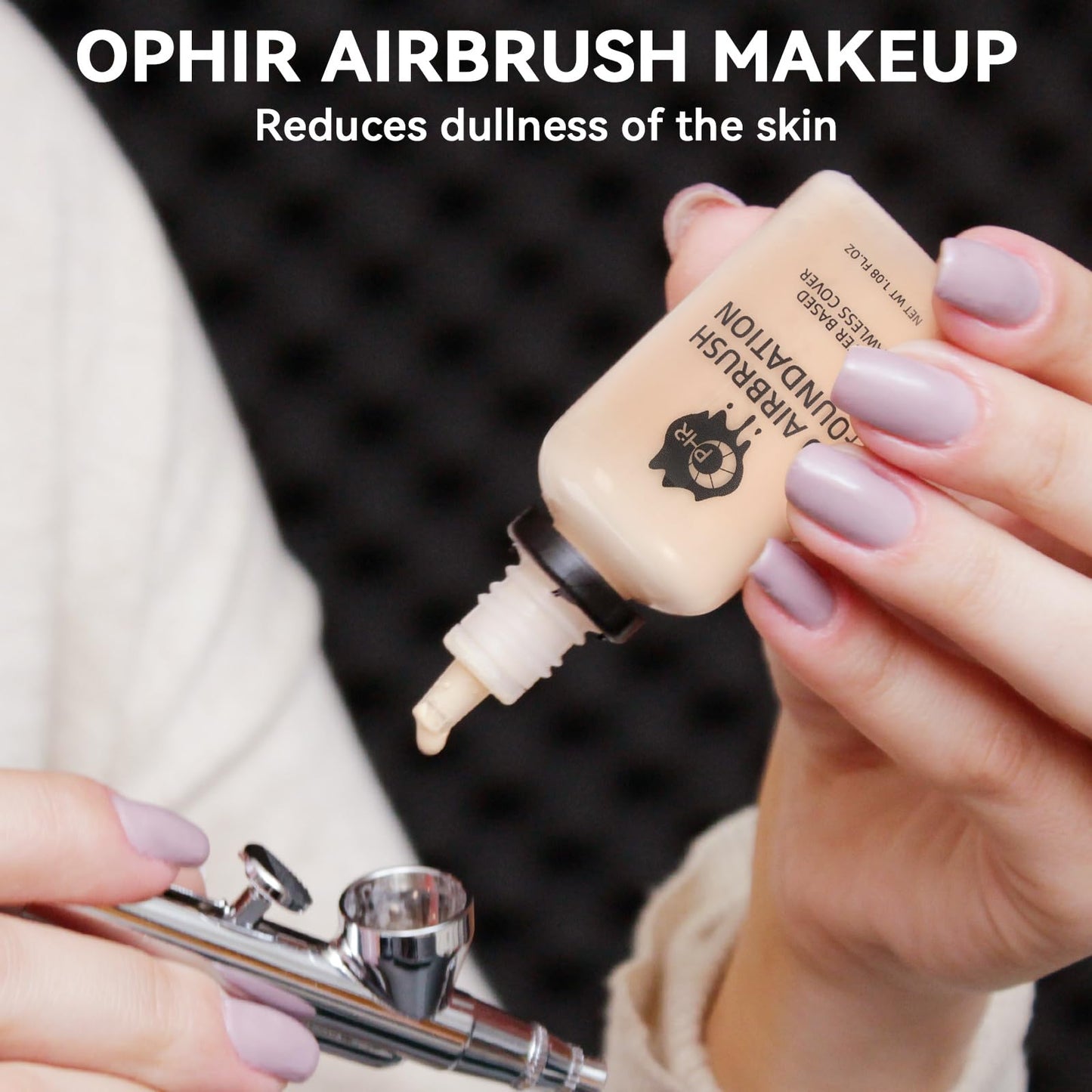 OPHIR Flawless Airbrush Makeup, Professional Air Brush Kit with Air Compressor, 7x30ml Full Coverage Airbrush Foundation, 13x10ml Airbrush Blush Eyeshadow, for Movie Stage Wedding Party Spray Makeup