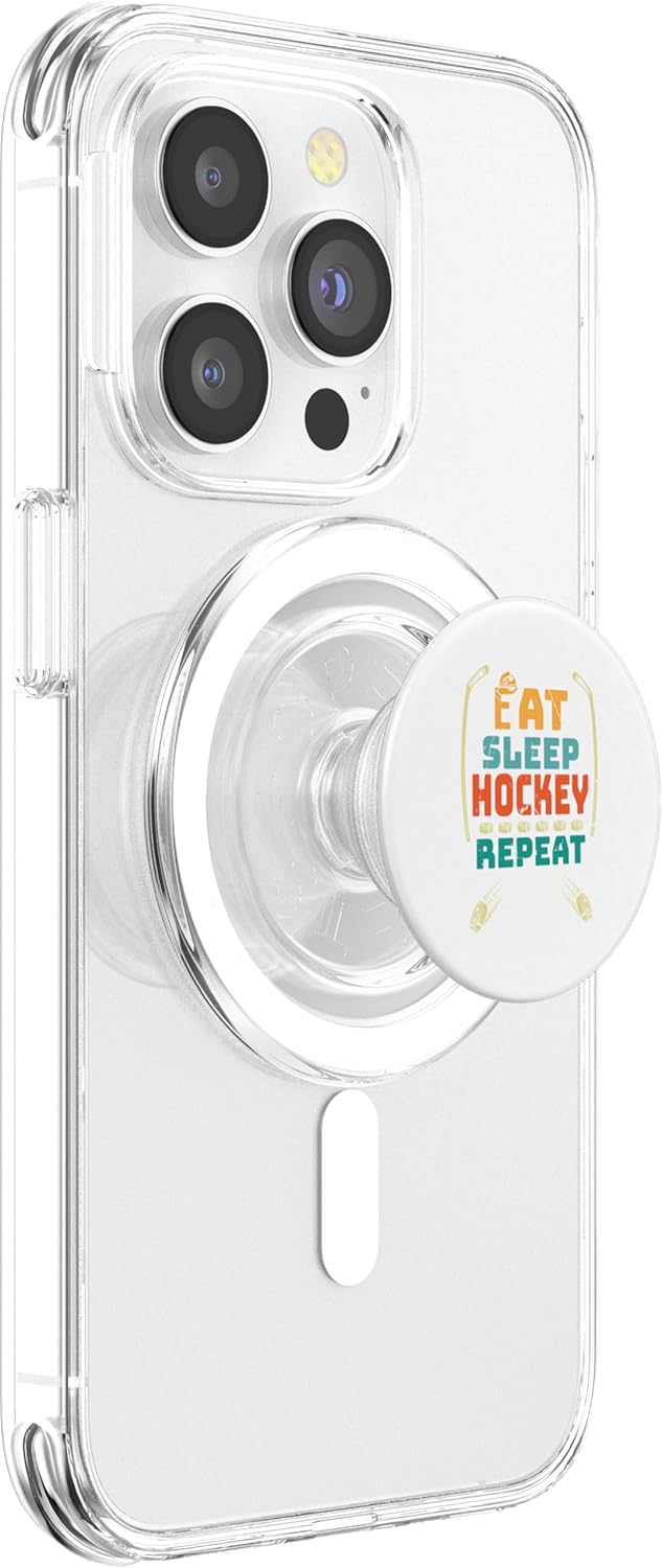 Couscous Eat Sleep Hockey Repeat funny retro vintage PopSockets MagSafe PopGrip for iPhone
