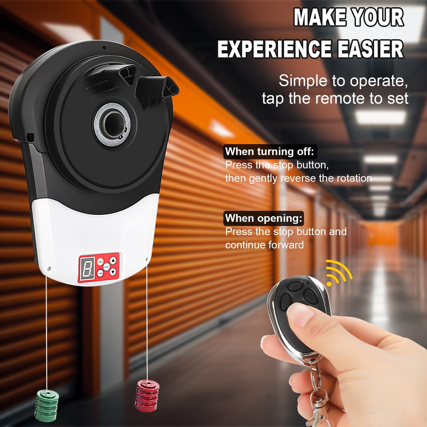 Helivivfy Auto Roller Door Opener, Equipped with Two Remote Control, Allows for Convenient Remote Operation Ideal for Garages Warehouses and Barns It Features a Powerful 800N Motor
