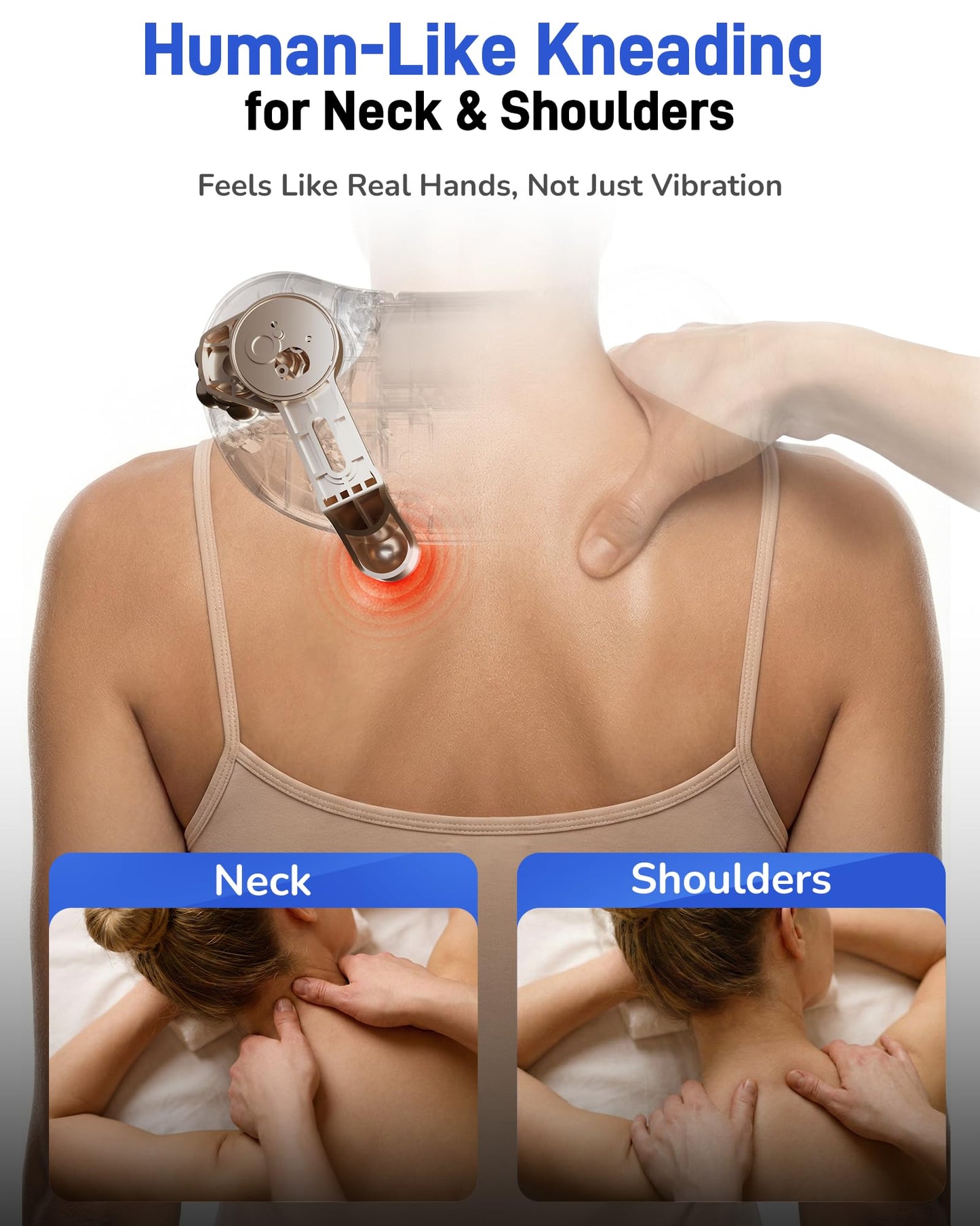 Musugy Neck Massager with Heat : Cordless Neck and Shoulder Massager for Pain Relief Deep Tissue - 3 Modes, 2 Intensity & 2 Heat, Daily Comfort for Desk Workers, At-Home Use, Women, Men