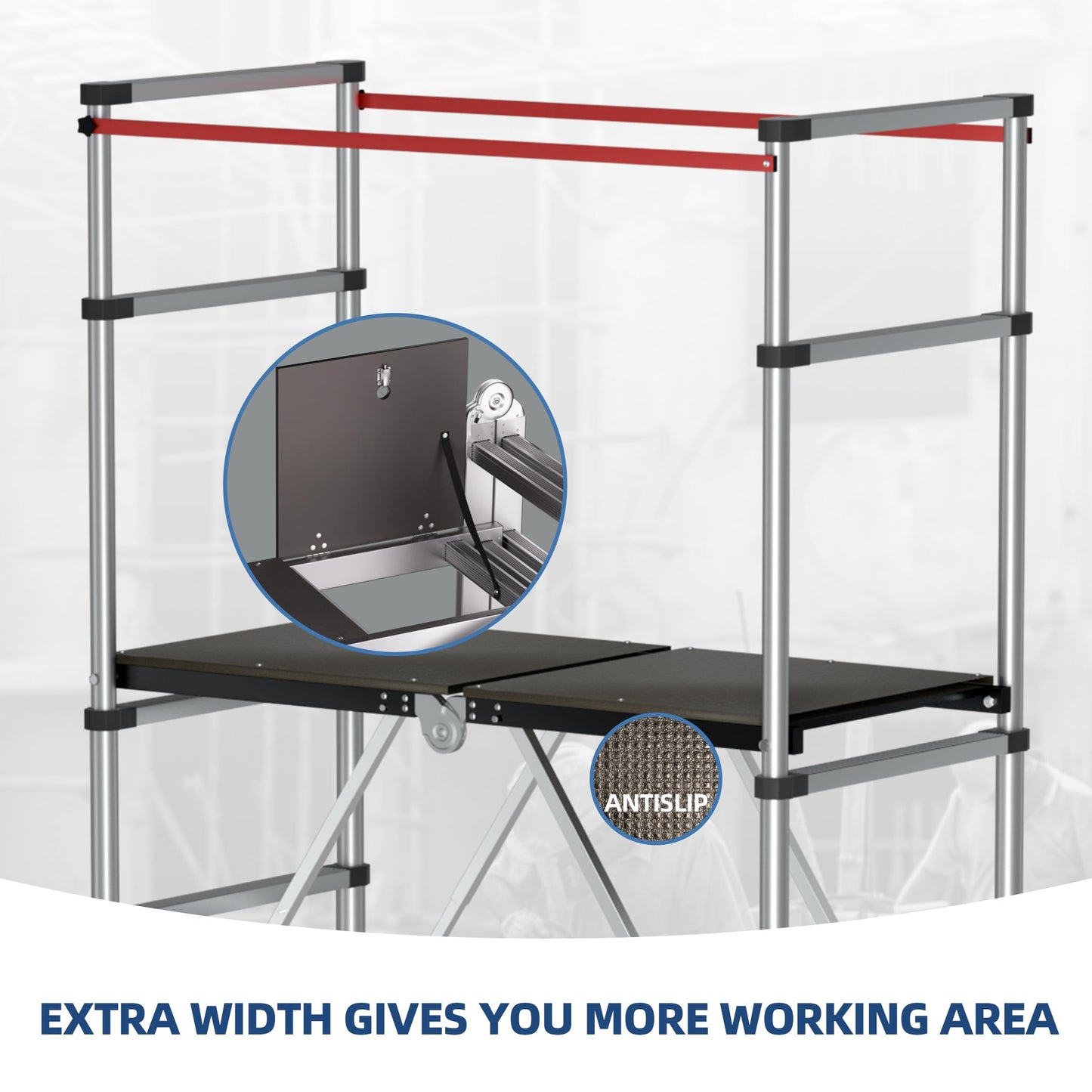 APARECIUM 12’ Aluminum Scaffolding, Foldable Scaffolding Ladder, Multipurpose Rolling Scaffolding Work Platform, Scaffold Tower, Ladder Stool Work Bench, Adjustable Work Platform, 330 Lbs Duty Rate