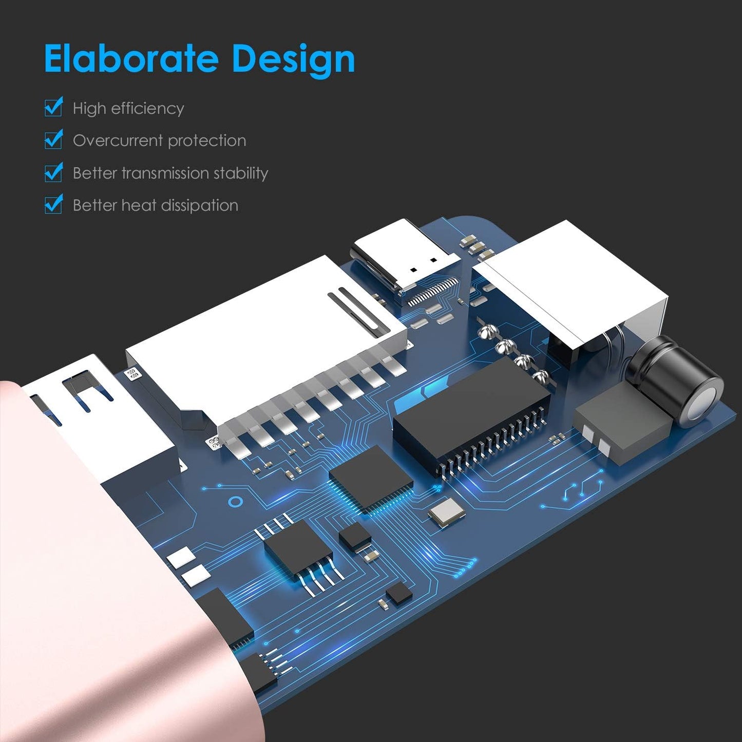 LENTION 4K 2 3.0, 6-in-1 2025-2018 2026 USB C Hub with HDMI, SD Card Reader, USB Type C Charging, Ethernet Adapter