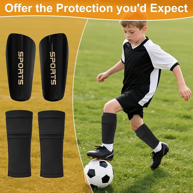 Shin Guards Soccer Kids 2025 Version High-Density Foam Soccer Shin Guard with Sleeves Shin Protective Pads for Kids Daily Practice School Competitions Outdoor Play