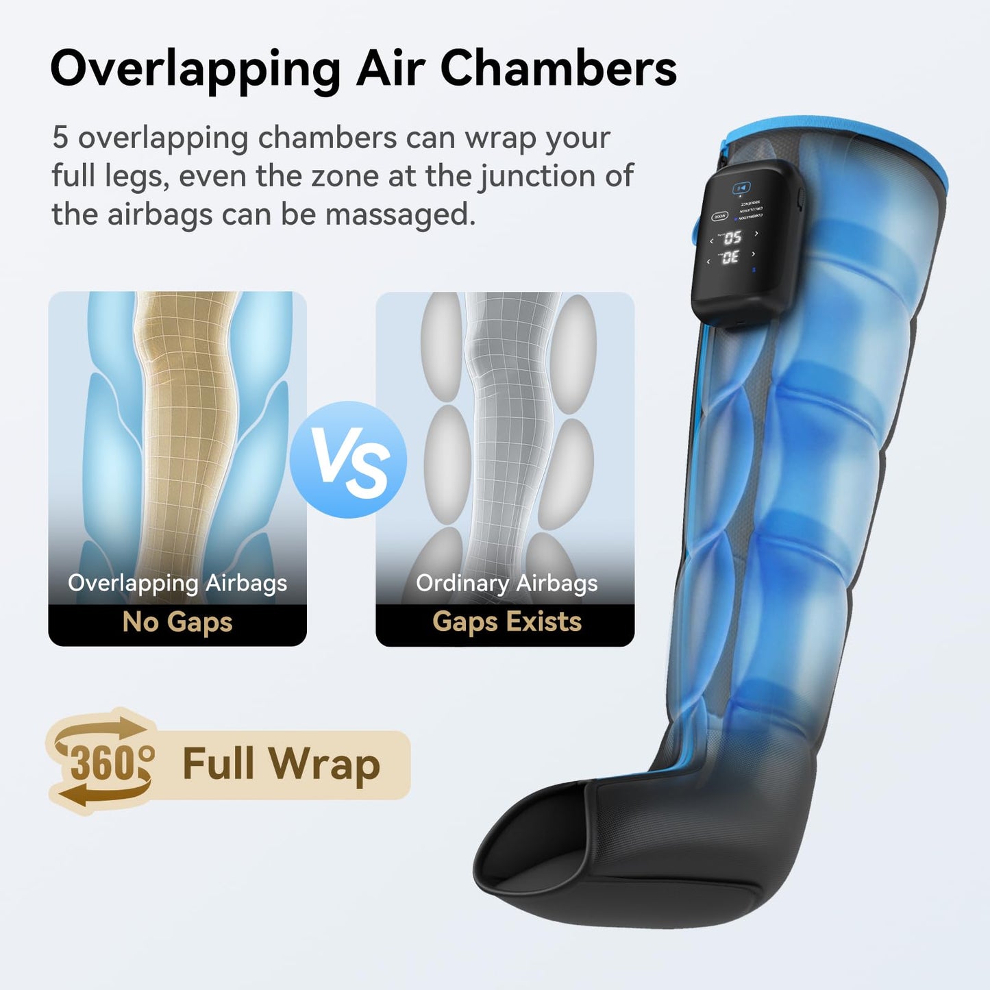 FIT KING Cordless Air Compression Recovery System with 3 Modes and 11 intensities, Sequential Leg Massager for Athletes and Sports Enthusiasts (Medium)