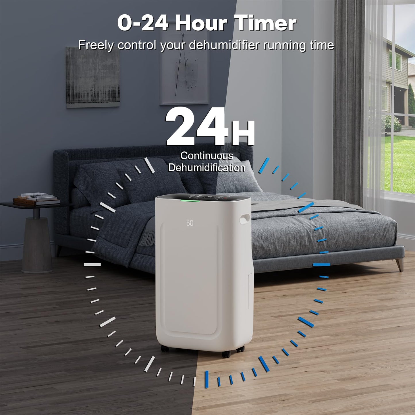 Ludatido 2025 Upgraded Dehumidifier, 80 Pint/Day, 5000 Sq.Ft for Whole Home & Basement, 1.72 Gal Tank, 42dB Quiet, Child Lock, Sleep/Fan/Dry Modes, 24H Timer & Auto Continuous Drain