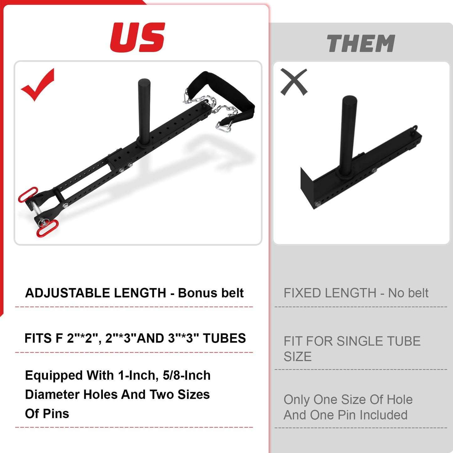 Betollo Belt Squat Attachment, 1100 lbs Weight Capacity, Fit All Racks-Universal Belt Squat System, Adjustable Length, No Assembly Required - Best Choice for Squat, Belt Included