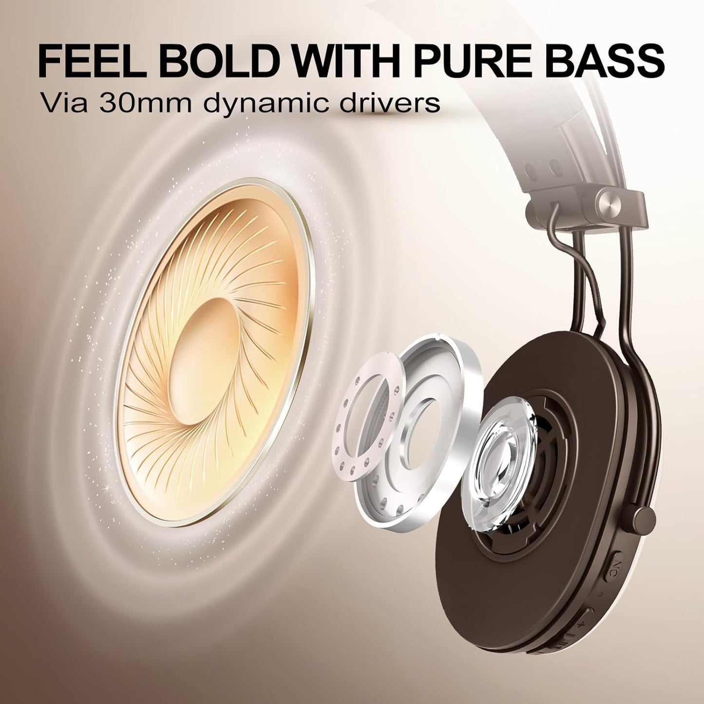 55H Active Noise Cancellation Wireless Bluetooth On-Ear Headphones:with - Hi Res Sound Up to Battery Life, Lightweight