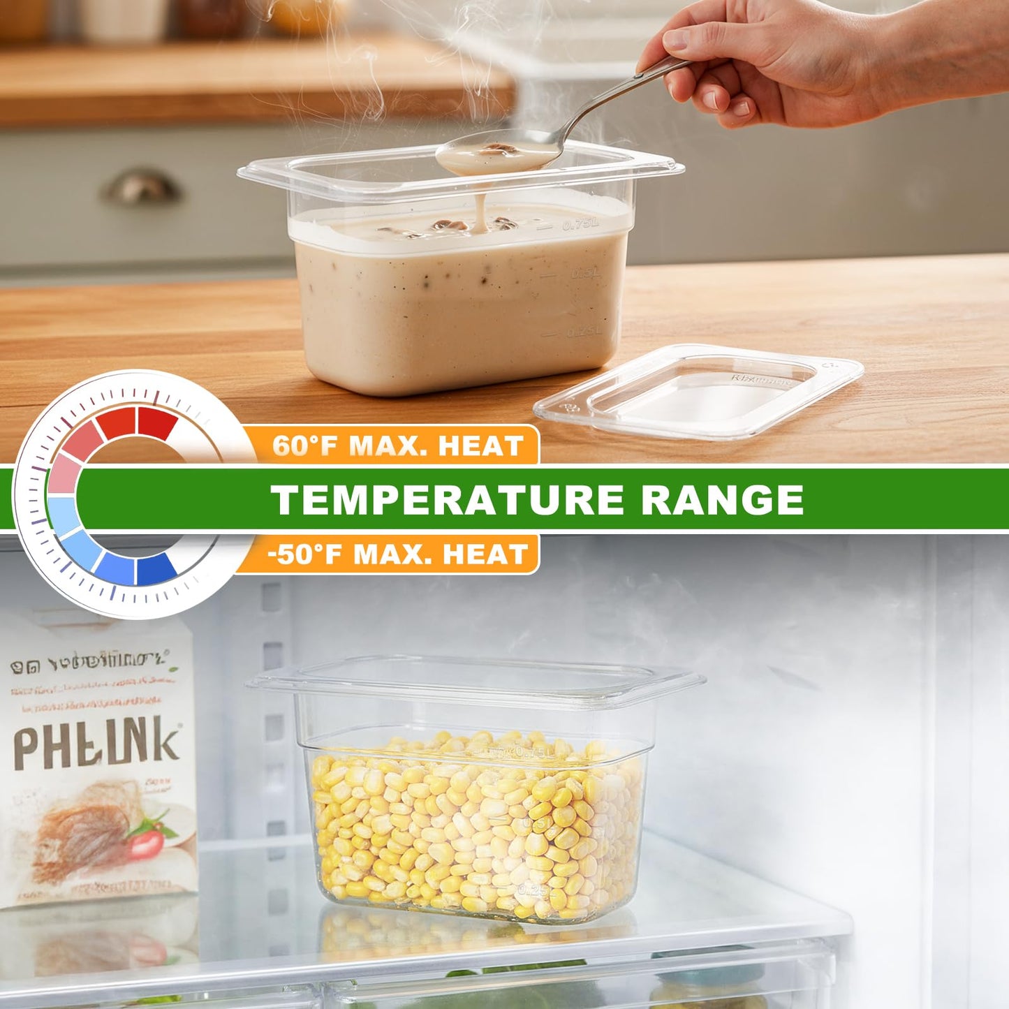 West Bay 9-Pack 1/6 Size 4''Deep NSF Polycarbonate Food Pans with Lids, Clear Commercial Hotel Pans, Food Storage Containers for Restaurant, Food Prep, Buffet, Salad Bar, Home Kitchen & Catering