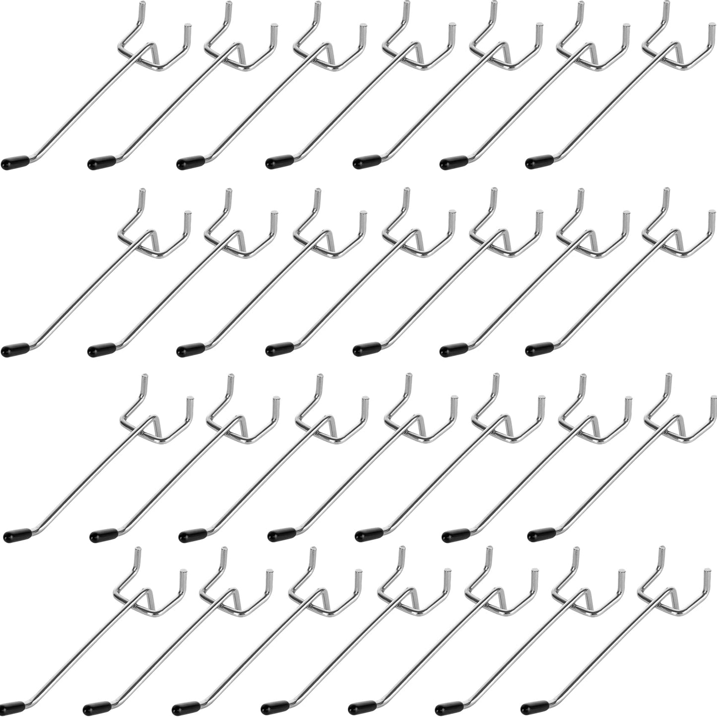 SENENQU 100PCS 4 Inch Pegboard Hooks Peg Board Hooks Accessories Fit 1/8” and 1/4” Peg Board with Rubber Tipped, Metal Pegboard Hooks for Garage, Office, Kitchen, Store