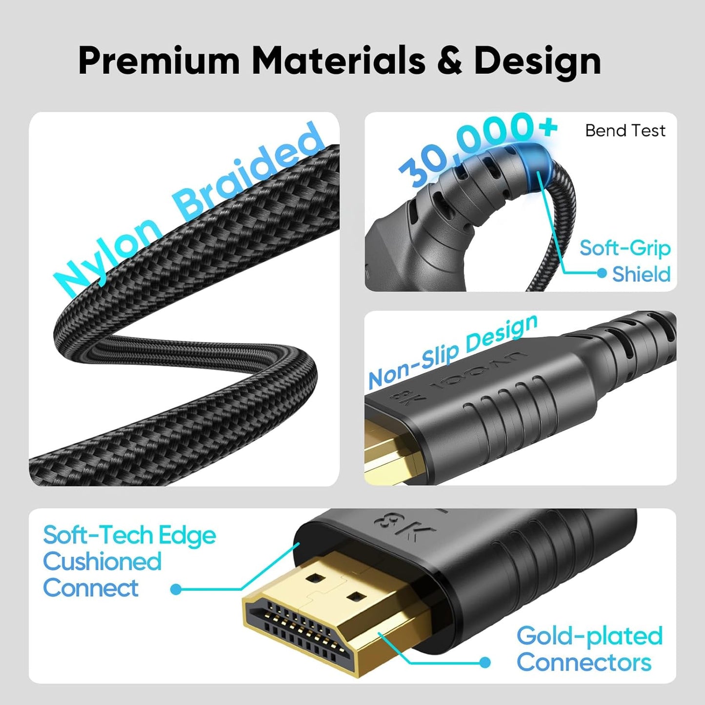 15 Cable,15 2.1 Cl3- 8K 48Gbps, CL3 2.3, HDR10+ PS4/PS5, FT HDMI HDMI Shielded Long Cable with Ultra High Speed HDMI