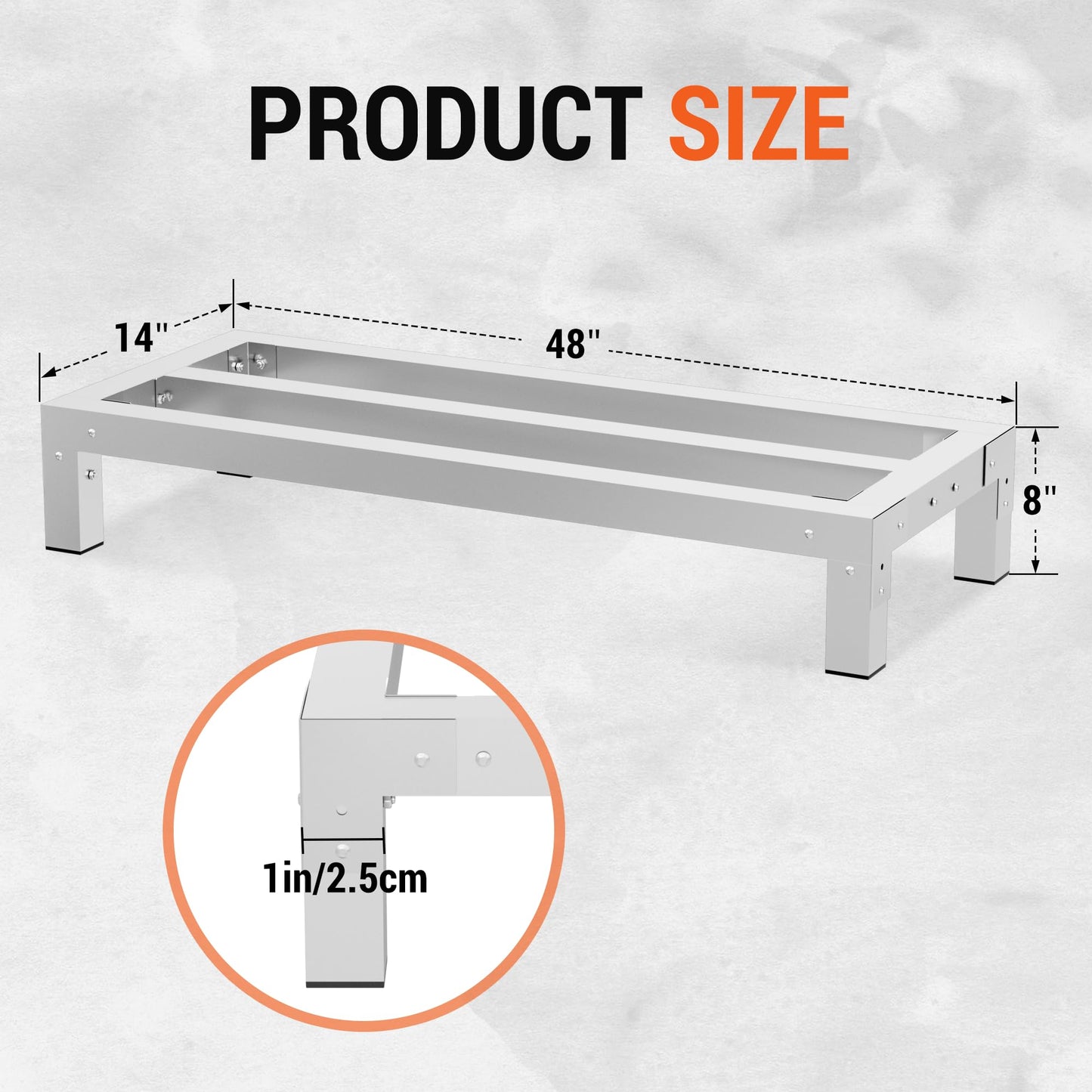 HOCCOT 2 Pack Aluminum Dunnage Rack, 48"x14" Commercial Storage Rack, Food Floor Rack Stand with 1.5mm Thick Aluminum Tube & Tool-Free Assembly for Kitchen, Garage, Warehouse, Restaurant, Vehicle