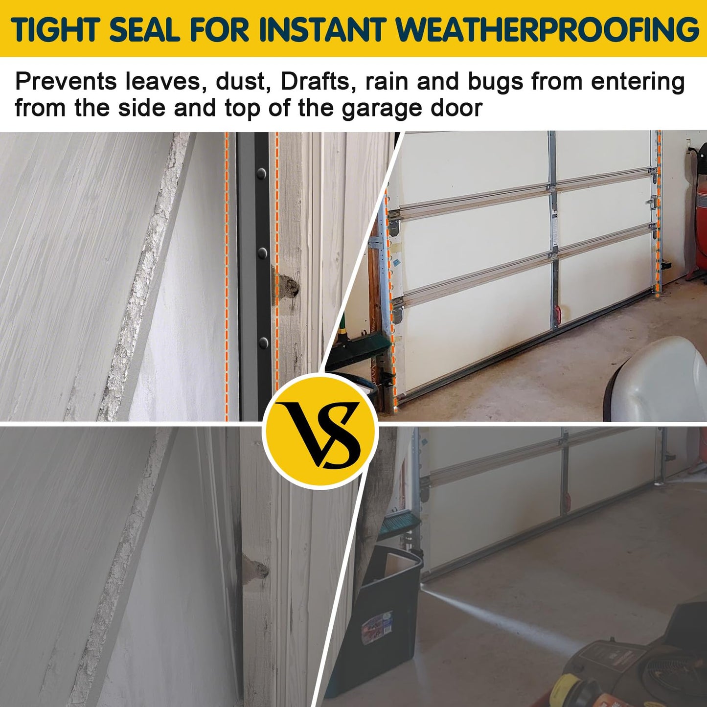 Garage Door Seal Top and Sides - 36 FT TPE Weather Stripping Garage Door Seal Replacement Weatherproofing Universal Sealing, Black