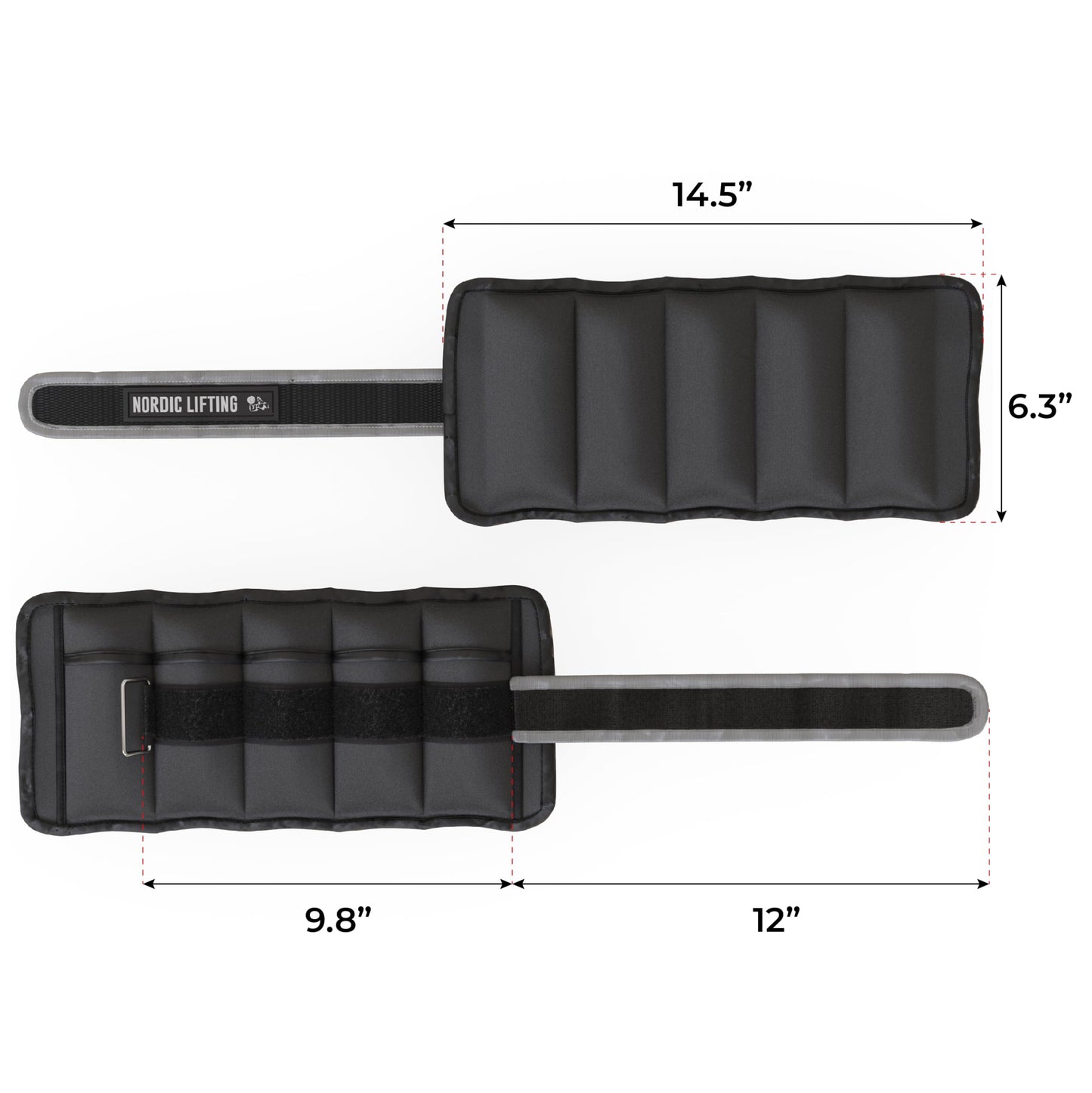 Nordic Lifting Adjustable Ankle Weights for Women & Men – 1 Pair (2–10 lbs) Wrist, Arm & Leg Weights for Gym, Yoga & Home Workouts – Secure Fit Strap Design – Durable Fitness Training Equipment