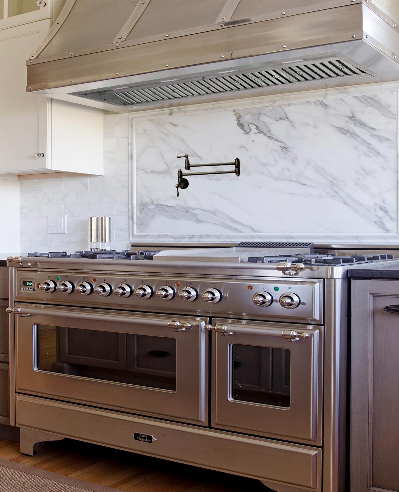 Akicon Range Hood Insert 54 Inch, 1200 CFM Built-in Kitchen Hood with 4 Speeds, Ultra-Quiet Stainless Steel Ducted Vent Hood Insert with Dimmable LED Lights and Dishwasher Safe Filters