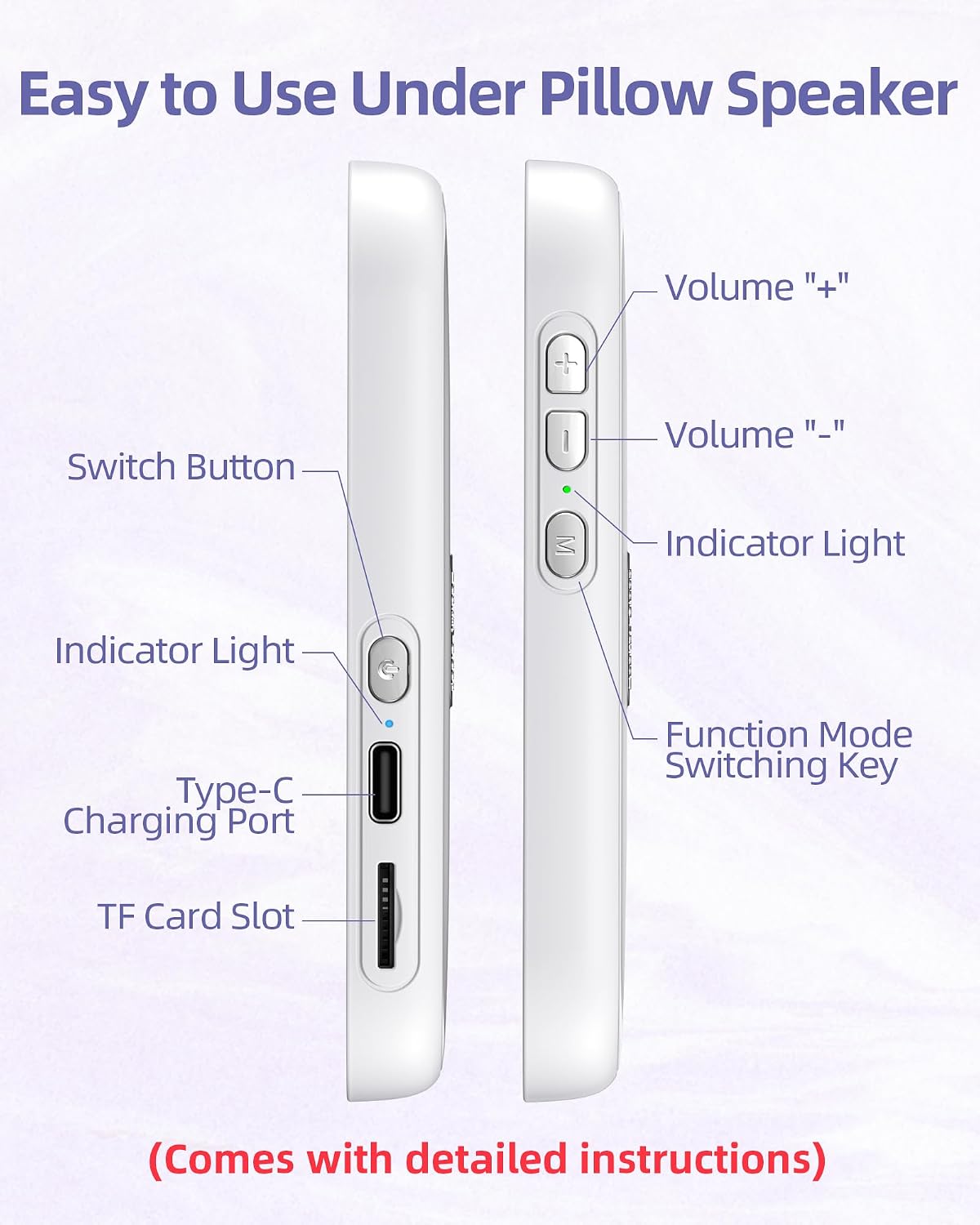 KYOTTANI Private Bluetooth Speaker Under Pillow: Portable Bone Conduction Technology Sleep Aid with White Noise