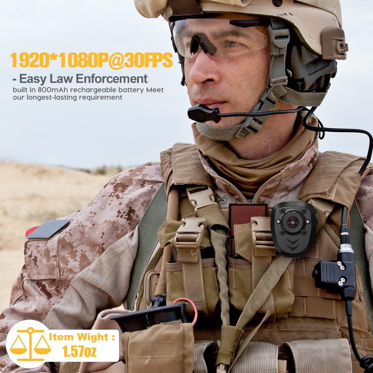 Muayb 64GB 1080P 6 Body Camera Police Civilians Patrol Portable Body Mounted Camcorder Night Vision Hours Battery Life