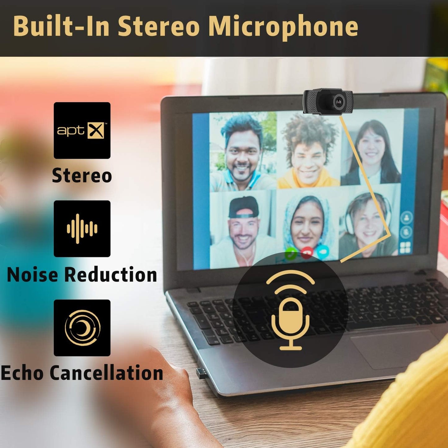 Septekon 1080P HD Webcam with Microphone, Streaming Computer Web Camera for Laptop/Desktop/Mac/TV, USB PC Cam for Video