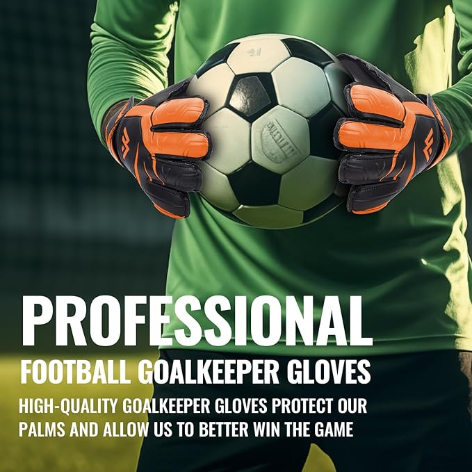 Malker Goalkeeper Gloves Soccer Goalie Gloves with Strong Grips Palms Anti-Slip Latex Breathable Football Gloves for Kids Youth Adult