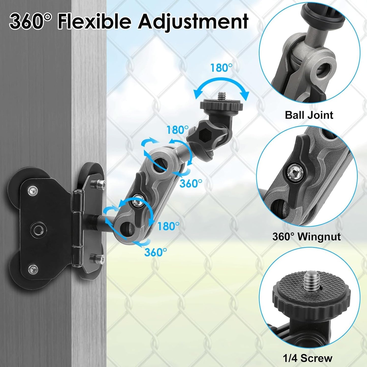 EEEKit 1/4" Magnetic Fence Mount Compatible with Mevo Start, GoPro, iPhone and Action Cameras, Dual Threaded Holder