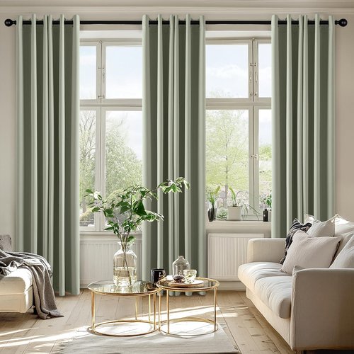 MIULEE Sage Green Blackout Curtains - Thermal Insulated Room Darkening Drapes | 84 Inches Long, 2 Panels