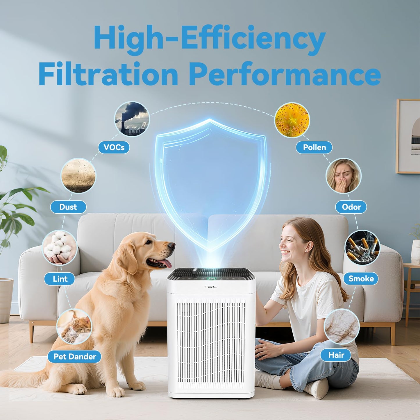 True 13 HEPA Filter Replacement Compatible with MK-AP01 / K2 / AP300 Air Purifier, H13 Grade, High Efficiency Replacement Filters for Pollen, Smoke, Dust, Pet Dander (2 Pack)