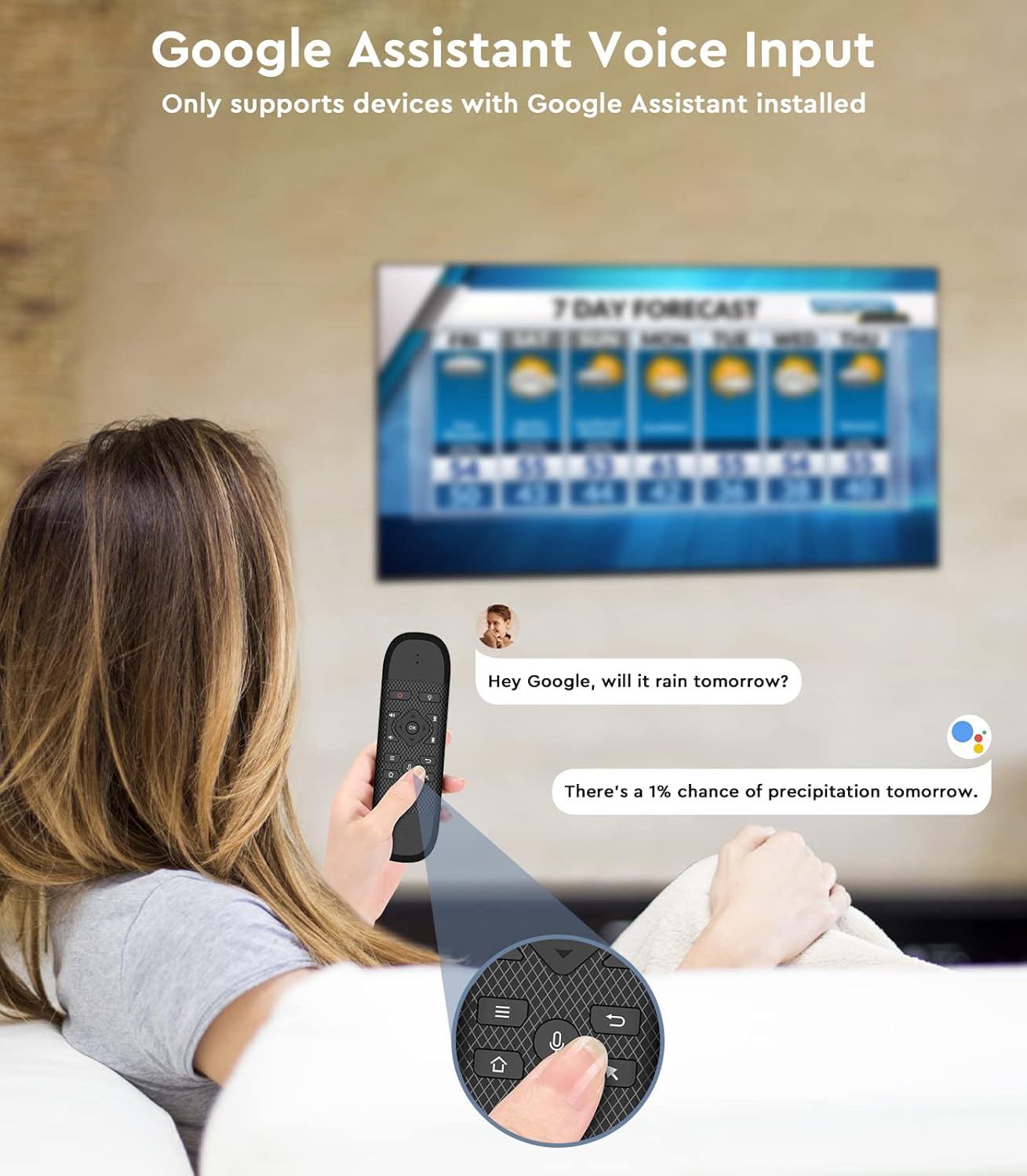Miritz 6-Axis Air Mouse - with Voice, Gyroscope, Bluetooth, Infrared LearningPower Button only, USB Air Mouse Remote