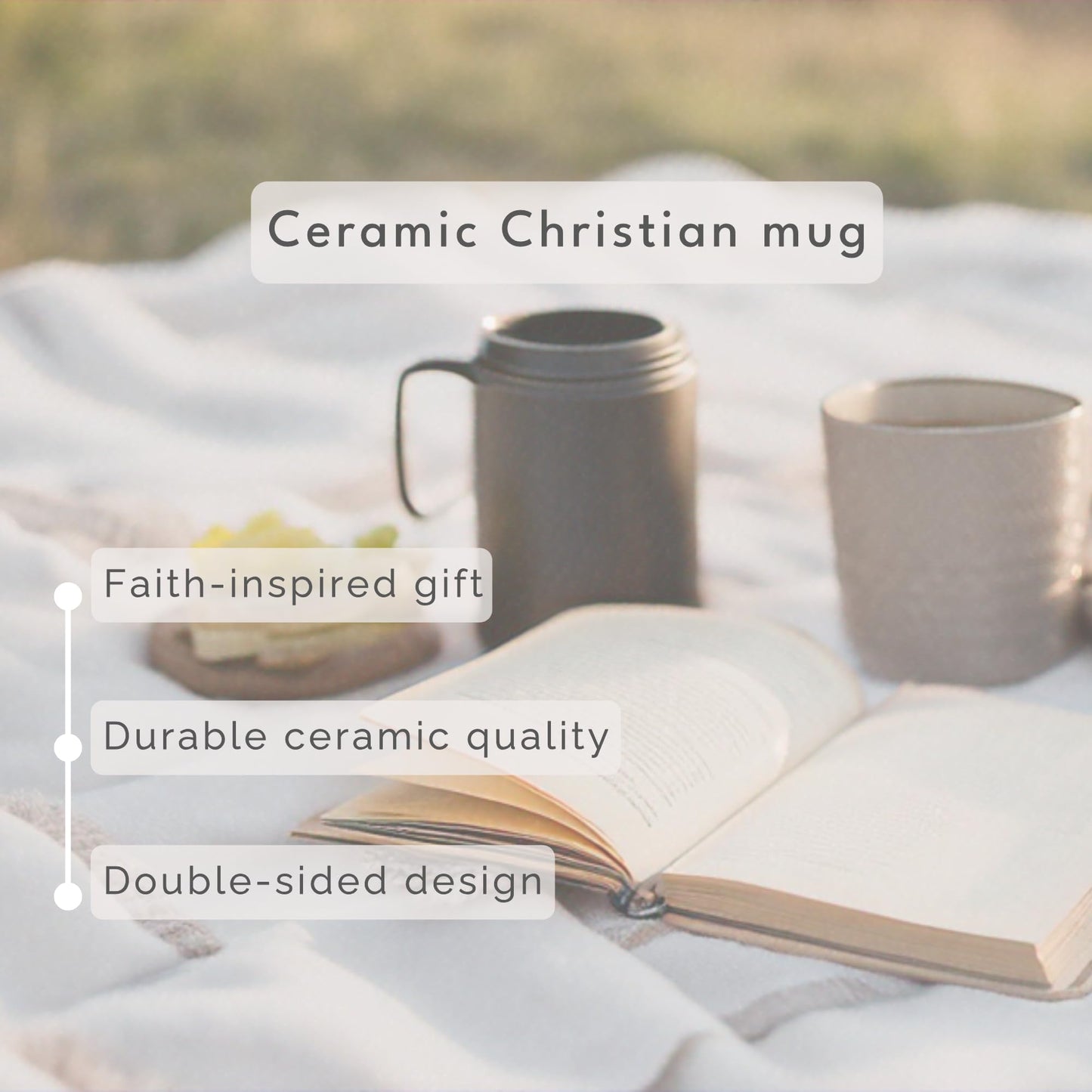 Happiness is a Cup of Coffee & My Bible Mug - Ceramic Christian Gift for Women